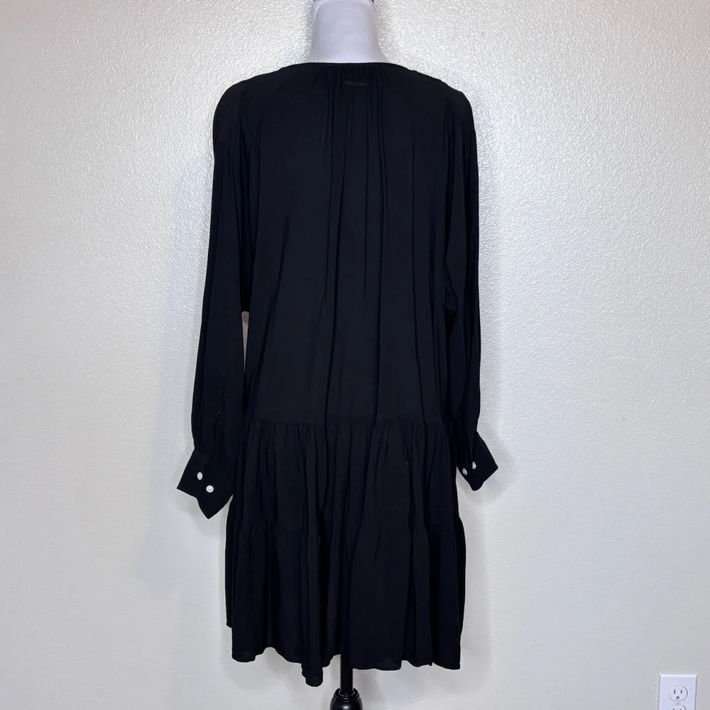 Arket Black Ruffled Crêpe Dress‎ Size Small - Picture 5 of 12